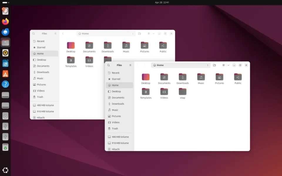 Escritorio de Ubuntu con el gestor de archivos abierto